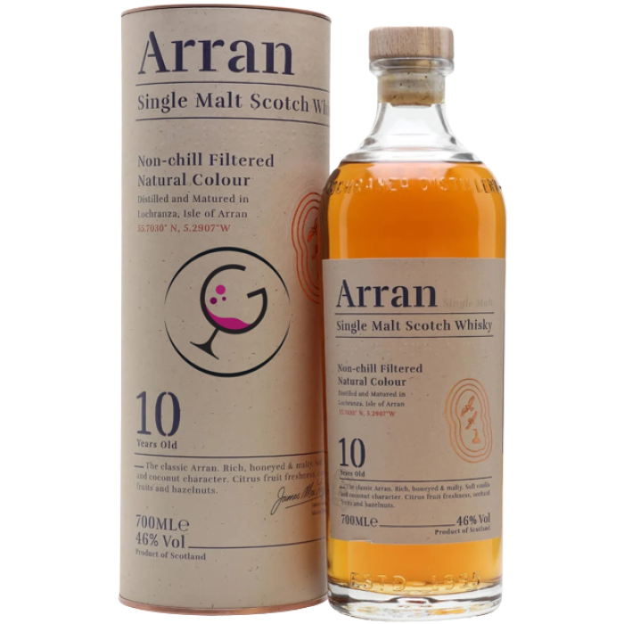 WHISKY ARRAN 10Y 46% CL.70 TUBO