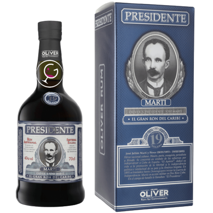 RHUM OLIVER'S PRESIDENTE MARTI 19Y SOLERA 40% CL.70 GB