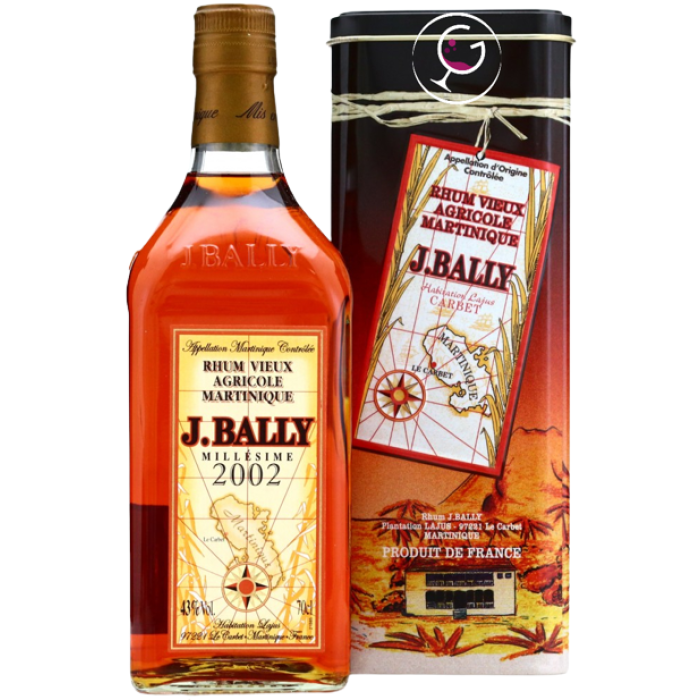 RHUM J.BALLY V.AGRICOLE 2002 43% CL.70 GB