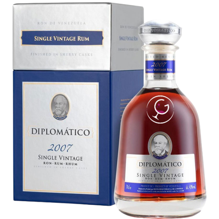 RHUM DIPLOMATICO 12Y SINGLE VINTAGE 2007 43% CL.70 GB