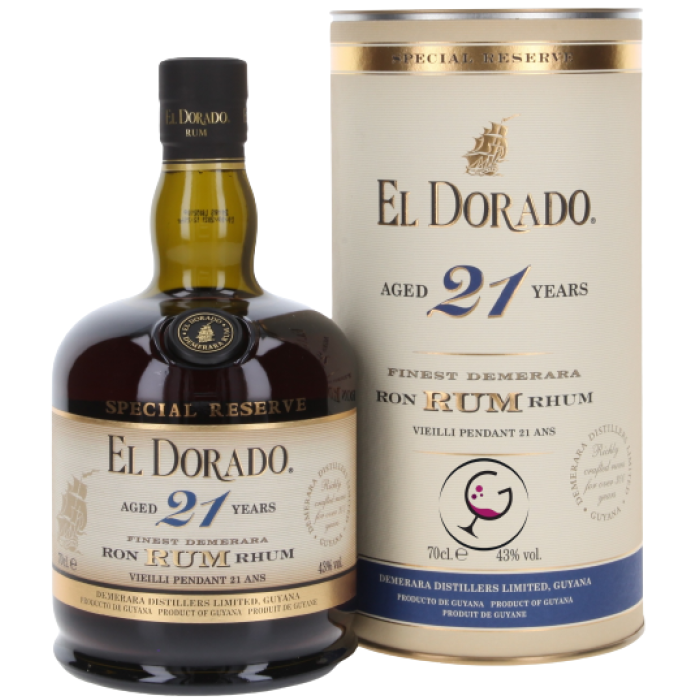 RHUM EL DORADO 21Y DEMERARA SPEC.RES.43% CL.70 GB