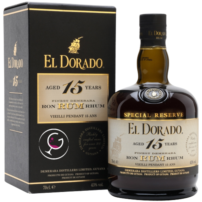 RHUM EL DORADO 15Y DEMERARA SPEC.RES.43% CL.70 GB