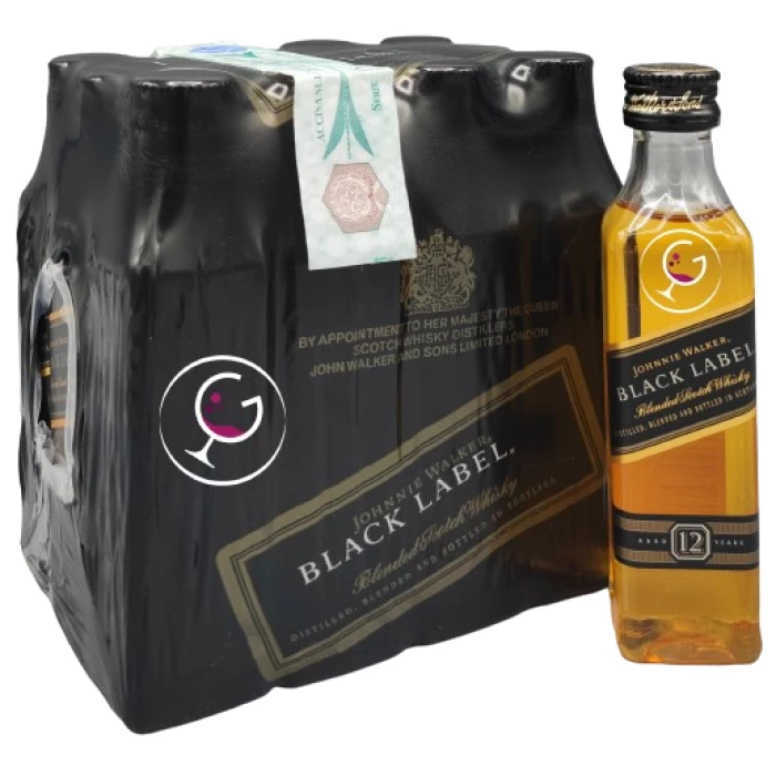 WHISKY mignon JOHNNIE WALKER 12Y BLACK 40% ML.50x12pz PET