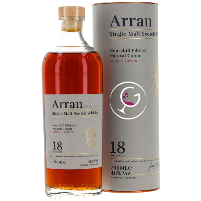 WHISKY ARRAN 18Y 46% CL.70 TUBO