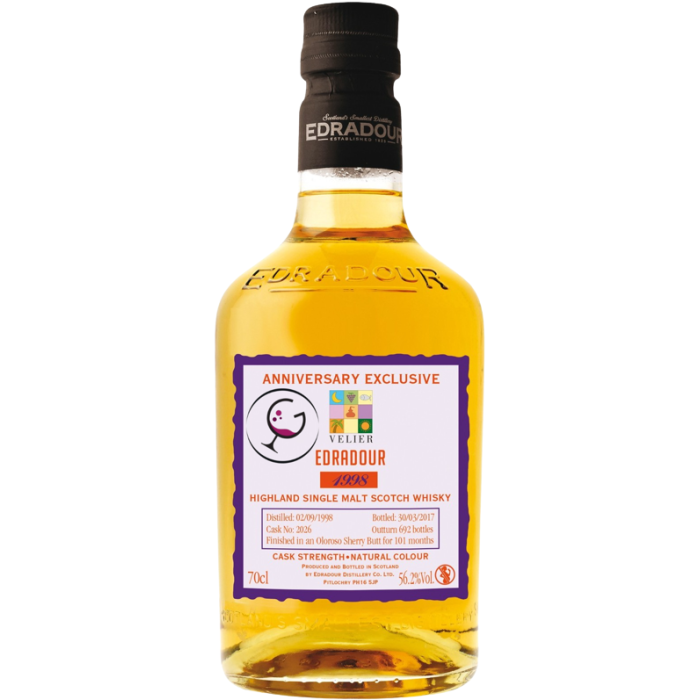 WHISKY EDRADOUR 1998 SINGLE CASK 70°ANNIV.56,2% CL.70